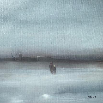 Peinture Hiver blanc  par Moulia Francis | Tableau Figuratif Huile Paysages, Scènes de vie