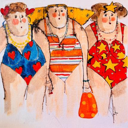 Painting Mylène Claire Valerie by Colombo Cécile | Painting Naive art Acrylic, Gluing, Ink, Pastel, Watercolor Portrait