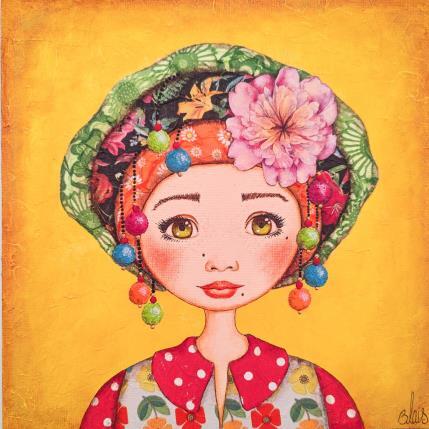 Gemälde Agatha von Blais Delphine | Gemälde Naive Kunst Acryl, Collage Porträt