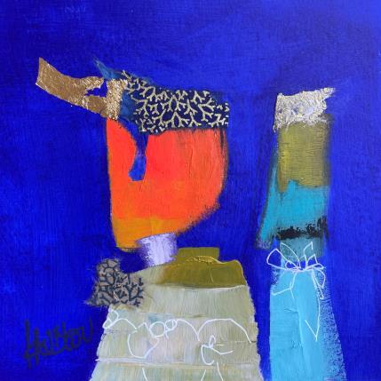 Peinture Entre les mots par Lau Blou | Tableau Abstrait Acrylique, Collage, Feuille d'or