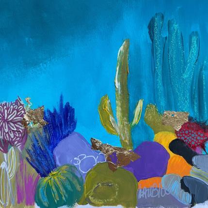 Painting Déambulation au Jardin by Lau Blou | Painting Abstract Acrylic, Gluing