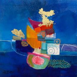 Painting Que la Fête Commence by Lau Blou | Painting Abstract Acrylic, Gluing