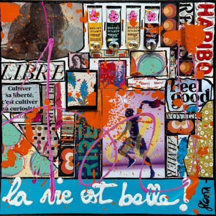 Gemälde La vie est belle ! von Costa Sophie | Gemälde Pop-Art Acryl, Collage, Upcycling