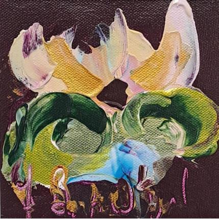 Peinture Nymphea sous fond prune par Bastide d´Izard Armelle | Tableau Abstrait