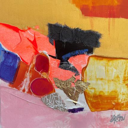 Painting Sable et rochers 2 by Lau Blou | Painting Abstract Acrylic, Gluing, Gold leaf, Paper