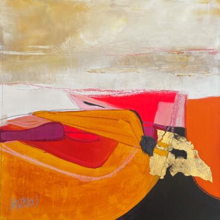 Peinture Sables mouvants par Lau Blou | Tableau Abstrait Acrylique, Collage, Feuille d'or, Papier