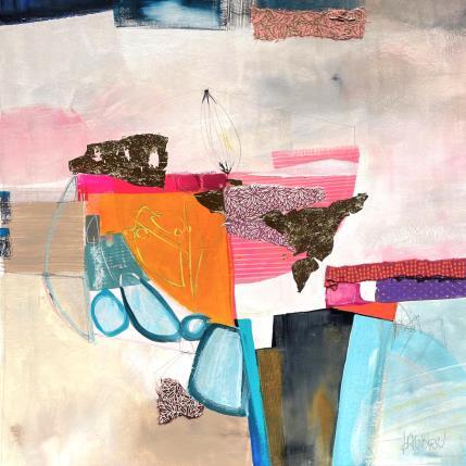 Painting Fils tendus de la vie by Lau Blou | Painting Abstract Acrylic, Gluing, Gold leaf, Paper