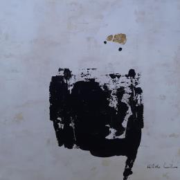 Painting abstract white A 125 by Wilms Hilde | Painting Abstract Acrylic, Gluing, Gold leaf