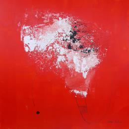 Painting abstract red C 128 by Wilms Hilde | Painting Abstract Acrylic, Cardboard, Gluing