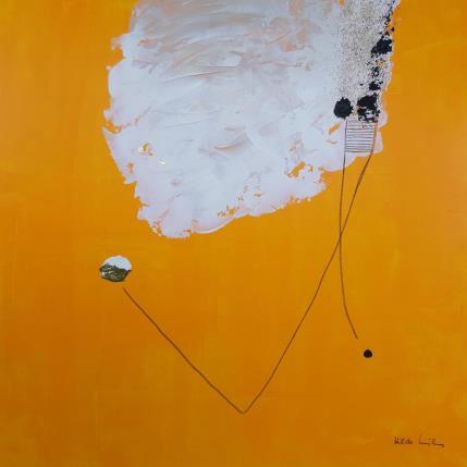 Painting abstract yellow C 131 by Wilms Hilde | Painting Abstract Acrylic, Gluing, Gold leaf