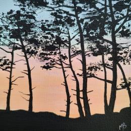 Peinture Sous les pins par Blandin Magali | Tableau Figuratif Huile Paysages