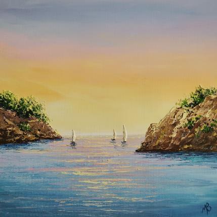 Peinture Soirée en mer par Blandin Magali | Tableau Figuratif Huile Paysages