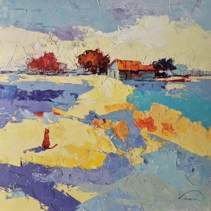 Peinture La cabaña  par Tomàs | Tableau Impressionnisme Huile Animaux, Paysages