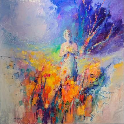 Peinture Woman and flowers par Petras Ivica | Tableau Figuratif Huile Paysages