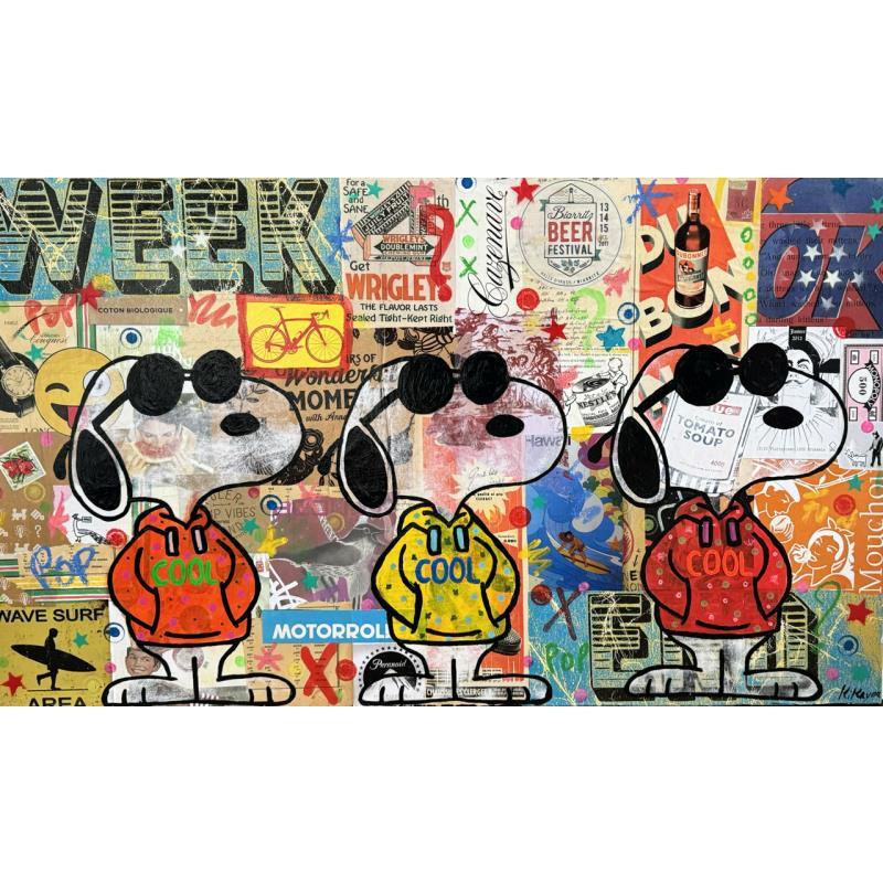 Gemälde Snoopy vintage by 3 von Kikayou | Gemälde Pop-Art Pop-Ikonen Graffiti Acryl Collage