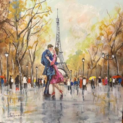 Gemälde Champ de Mars et tour Eiffel von Lallemand Yves | Gemälde Figurativ Acryl Urban