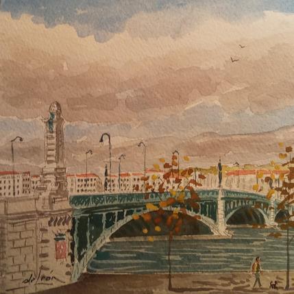 Peinture Pont de l'Université  par De León Lévi Marcelo | Tableau Figuratif Aquarelle Urbain