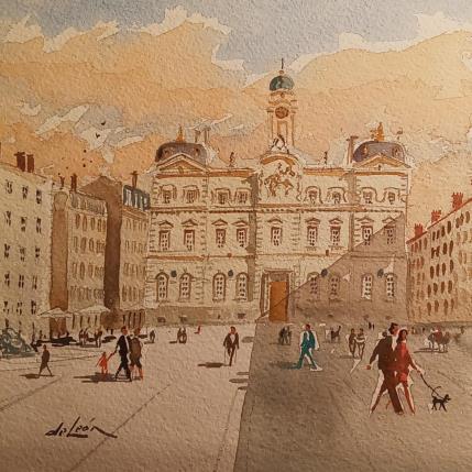 Peinture Hotel de Ville  par De León Lévi Marcelo | Tableau Figuratif Aquarelle Urbain