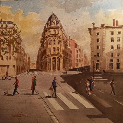 Peinture Au centre par De León Lévi Marcelo | Tableau Figuratif Aquarelle Urbain