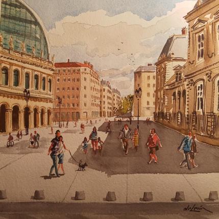 Peinture Dimanche par De León Lévi Marcelo | Tableau Figuratif Aquarelle Urbain