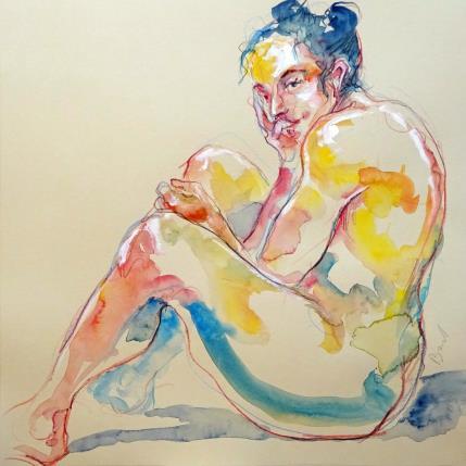 Peinture La dernière pose par Brunel Sébastien | Tableau Figuratif Aquarelle Nu