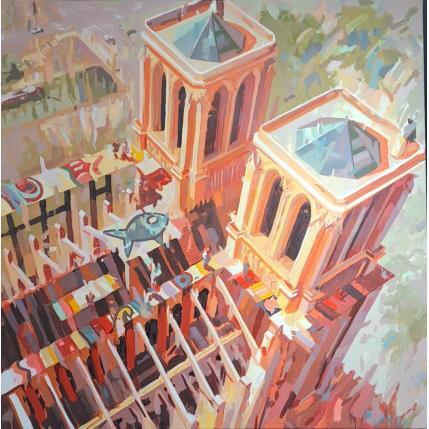 Peinture échafaudage sur la cathédrale par Heaton Rudyard | Tableau Figuratif Acrylique, Huile