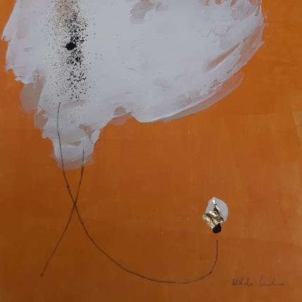 Painting abstract yellow A 129 by Wilms Hilde | Painting Abstract Acrylic, Gluing, Gold leaf