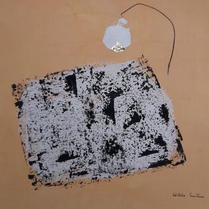 Painting abstract yellow B 119 by Wilms Hilde | Painting Abstract Acrylic, Gluing, Gold leaf Pop icons