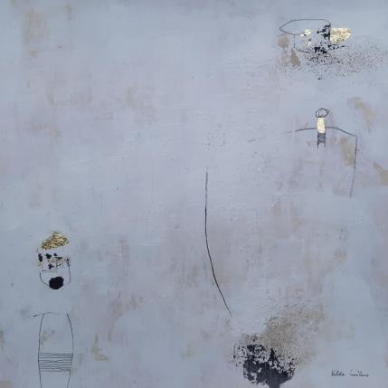 Painting abstract white C 133 by Wilms Hilde | Painting Abstract Acrylic, Gluing, Gold leaf