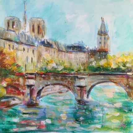 Peinture Romantic Paris par Solveiga | Tableau Impressionnisme Acrylique Architecture, Scènes de vie, Urbain