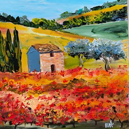 Peinture Un cabanon dans les vignes par Rey Ewa | Tableau Figuratif Acrylique Paysages