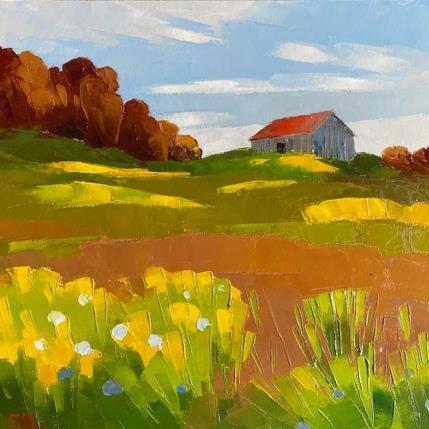 Peinture F3 Vieille grange sur la coline par Clavel Pier-Marion | Tableau Impressionnisme Bois, Huile Paysages