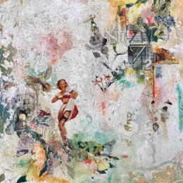 Painting Surprise Party by Bergeron Marie-Josée | Painting Surrealism Acrylic, Gluing, Oil