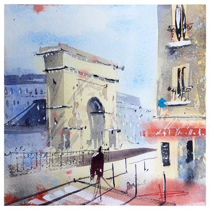 Peinture Les portes de Paris par Bailly Kévin  | Tableau Figuratif Aquarelle, Encre Architecture, Urbain
