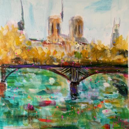 Peinture Golden autumn  par Solveiga | Tableau Impressionnisme Acrylique Architecture, Scènes de vie, Urbain