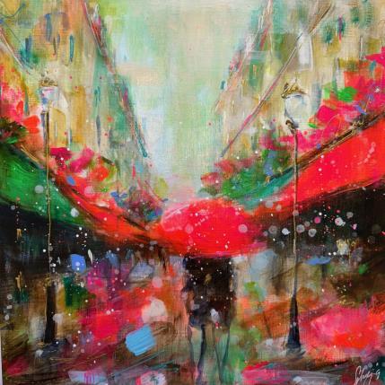 Peinture Windy Paris  par Solveiga | Tableau Impressionnisme Acrylique Architecture, Scènes de vie