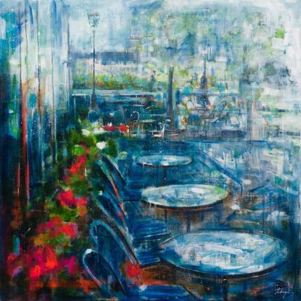 Peinture Café bleu par Solveiga | Tableau  Acrylique