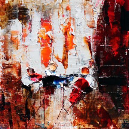 Peinture Trio en salon par Reymond Pierre | Tableau Figuratif Huile Musique, Scènes de vie