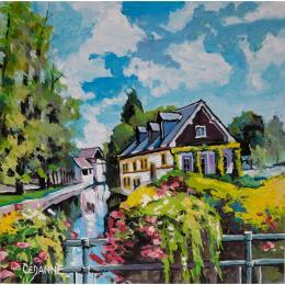 Pintura vue bucolique de la petite France por Cédanne | Pintura Figurative Oil Landscapes