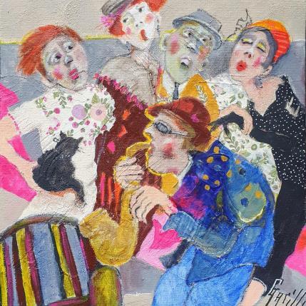 Peinture Une histoire jazzy  par Garilli Nicole | Tableau Figuratif Acrylique Scènes de vie