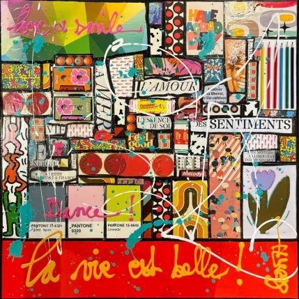 Peinture La vie est belle ! par Costa Sophie | Tableau Pop-art Acrylique, Collage, Upcycling