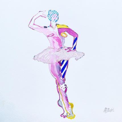 Gemälde Relevé rayures bleues  von Cressanne | Gemälde Figurativ Acryl, Tinte Akt