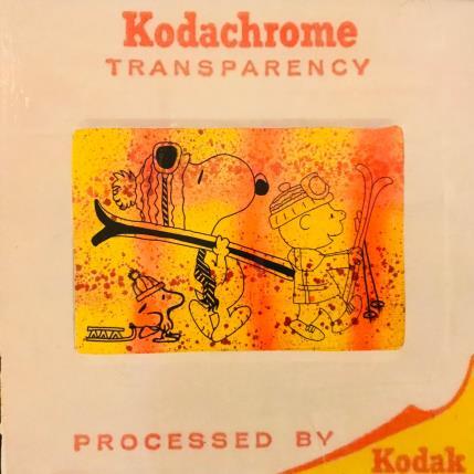 Peinture Snoopy et ses amis au ski par Kikayou | Tableau Pop-art Acrylique, Collage, Graffiti Icones Pop