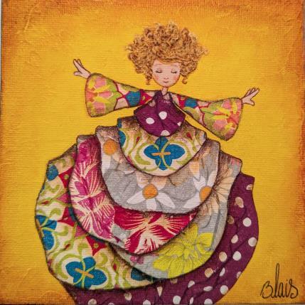 Gemälde Margueritte von Blais Delphine | Gemälde Naive Kunst Acryl, Collage Porträt