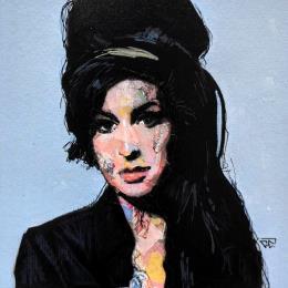 Pintura Amy Winehouse por G.C.Popartist | Pintura Pop-art Acrylic, Gluing, Ink, Paper, Upcycling Music, Pop icons, Portrait