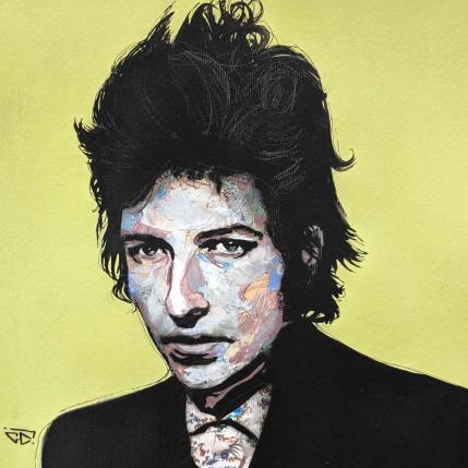 Peinture Bob Dylan par G.C.Popartist | Tableau Pop-art Acrylique, Collage, Encre, Papier, Upcycling Icones Pop, Musique, Portraits