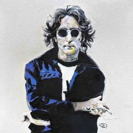 Painting John Lennon by G.C.Popartist | Painting Pop-art Acrylic, Gluing, Oil, Paper, Upcycling Pop icons