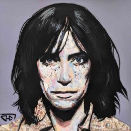 Painting Patti Smith by G.C.Popartist | Painting Pop-art Acrylic, Gluing, Ink, Paper, Upcycling Music, Pop icons, Portrait