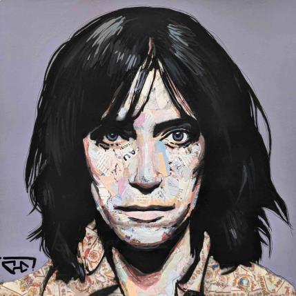 Peinture Patti Smith par G.C.Popartist | Tableau Pop-art Acrylique, Collage, Encre, Papier, Upcycling Icones Pop, Musique, Portraits