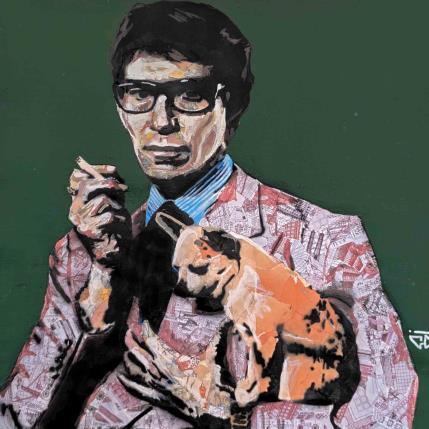 Peinture Yves Saint Laurent par G.C.Popartist | Tableau Pop-art Acrylique, Collage, Encre, Papier, Upcycling Icones Pop, Mode, Portraits